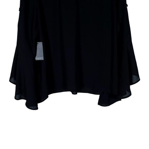 Eloquii Womens 18 Black Flowy Blouse Lace Up Bell Sleeves Boho Chic Gothic Glam - Picture 14 of 16